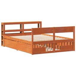 vidaXL Bed met matras massief grenenhout wasbruin 140x190 cm