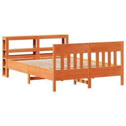 vidaXL Bed met matras massief grenenhout wasbruin 140x190 cm