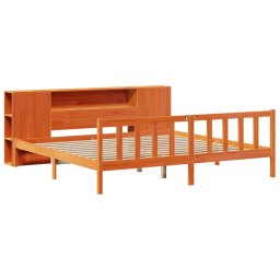 vidaXL Bed met boekenkast zonder matras grenenhout wasbruin 200x200 cm