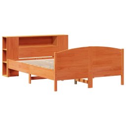 vidaXL Bed met boekenkast zonder matras grenenhout wasbruin 140x200 cm