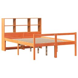 vidaXL Bed met boekenkast zonder matras hout wasbruin 150x200 cm