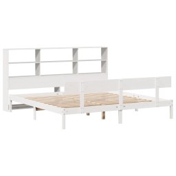 vidaXL Bed met boekenkast zonder matras grenenhout wit 180x200 cm