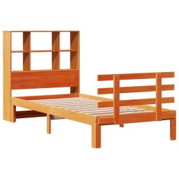 vidaXL Bed met boekenkast zonder matras grenenhout wasbruin 75x190 cm