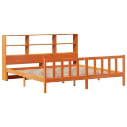 vidaXL Bed met boekenkast zonder matras grenenhout wasbruin 200x200 cm