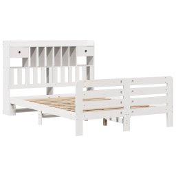 vidaXL Bed met boekenkast zonder matras grenenhout wit 160x200 cm
