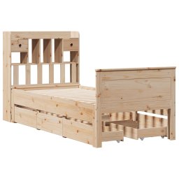 vidaXL Bed met boekenkast zonder matras massief grenenhout 75x190 cm
