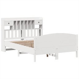vidaXL Bed met boekenkast zonder matras grenenhout wit 150x200 cm