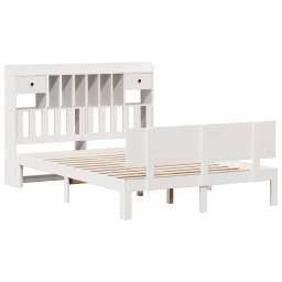 vidaXL Bed met boekenkast zonder matras grenenhout wit 150x200 cm