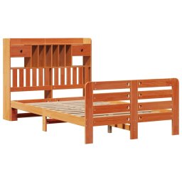vidaXL Bed met boekenkast zonder matras grenenhout wasbruin 135x190 cm