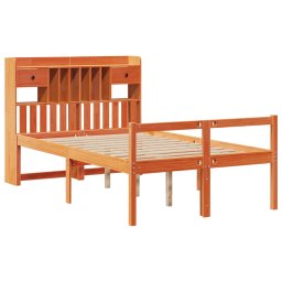 vidaXL Bed met boekenkast zonder matras grenenhout wasbruin 135x190 cm