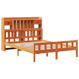vidaXL Bed met boekenkast zonder matras grenenhout wasbruin 150x200 cm