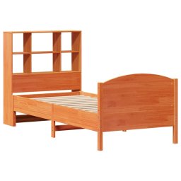 vidaXL Bed met boekenkast zonder matras grenenhout wasbruin 75x190 cm