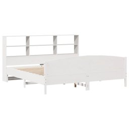 vidaXL Bed met boekenkast zonder matras grenenhout wit 180x200 cm