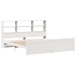 vidaXL Bed met boekenkast zonder matras grenenhout wit 180x200 cm