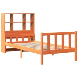 vidaXL Bed met boekenkast zonder matras massief hout wasbruin 75x190cm
