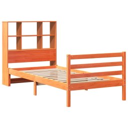 vidaXL Bed met boekenkast zonder matras massief hout wasbruin 75x190cm