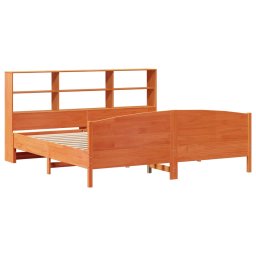 vidaXL Bed met boekenkast zonder matras grenenhout wasbruin 200x200 cm
