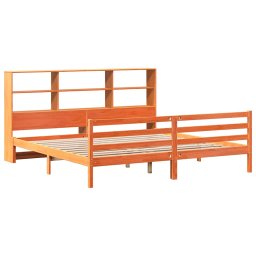 vidaXL Bed met boekenkast zonder matras hout wasbruin 200x200 cm