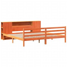 vidaXL Bed met boekenkast zonder matras grenenhout wasbruin 200x200 cm