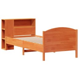vidaXL Bed met boekenkast zonder matras grenenhout wasbruin 100x200 cm