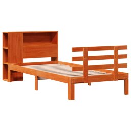 vidaXL Bed met boekenkast zonder matras grenenhout wasbruin 100x200 cm