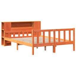 vidaXL Bed met boekenkast zonder matras hout wasbruin 150x200 cm