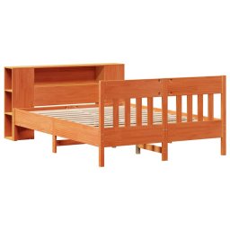vidaXL Bed met boekenkast zonder matras grenenhout wasbruin 135x190 cm