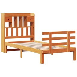 vidaXL Bed met boekenkast zonder matras grenenhout wasbruin 75x190 cm