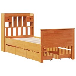vidaXL Bed met boekenkast zonder matras grenenhout wasbruin 100x200 cm