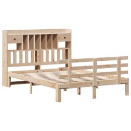 vidaXL Bed met boekenkast zonder matras massief grenenhout 140x200 cm