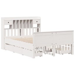 vidaXL Bed met boekenkast zonder matras grenenhout wit 140x200 cm