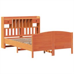 vidaXL Bed met boekenkast zonder matras grenenhout wasbruin 160x200 cm