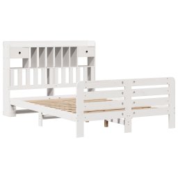 vidaXL Bed met boekenkast zonder matras grenenhout wit 150x200 cm