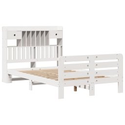 vidaXL Bed met boekenkast zonder matras grenenhout wit 135x190 cm