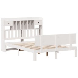 vidaXL Bed met boekenkast zonder matras grenenhout wit 140x200 cm