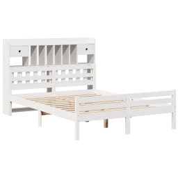 vidaXL Bed met boekenkast zonder matras grenenhout wit 150x200 cm
