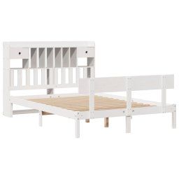 vidaXL Bed met boekenkast zonder matras grenenhout wit 160x200 cm