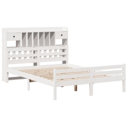 vidaXL Bed met boekenkast zonder matras grenenhout wit 140x200 cm