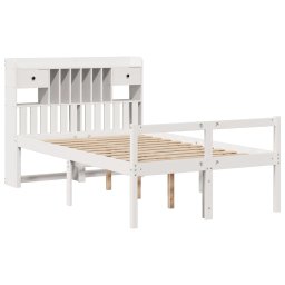 vidaXL Bed met boekenkast zonder matras grenenhout wit 135x190 cm