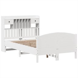 vidaXL Bed met boekenkast zonder matras grenenhout wit 135x190 cm