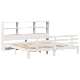 vidaXL Bed met boekenkast zonder matras grenenhout wit 180x200 cm