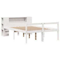 vidaXL Bed met boekenkast zonder matras grenenhout wit 150x200 cm