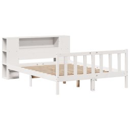 vidaXL Bed met boekenkast zonder matras grenenhout wit 150x200 cm