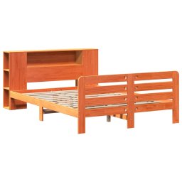 vidaXL Bedframe zonder matras massief grenenhout wasbruin 135x190 cm
