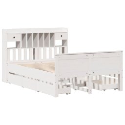 vidaXL Bed met boekenkast zonder matras grenenhout wit 150x200 cm