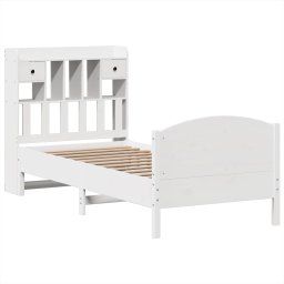 vidaXL Bed met boekenkast zonder matras grenenhout wit 75x190 cm