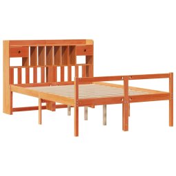 vidaXL Bed met boekenkast zonder matras grenenhout wasbruin 150x200 cm