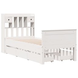 vidaXL Bed met boekenkast zonder matras grenenhout wit 75x190 cm