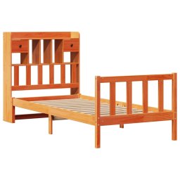 vidaXL Bed met boekenkast zonder matras grenenhout wasbruin 100x200 cm
