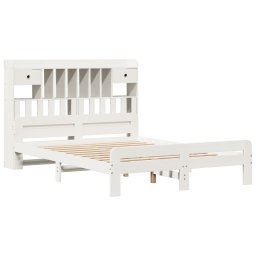 vidaXL Bed met boekenkast zonder matras grenenhout wit 140x200 cm